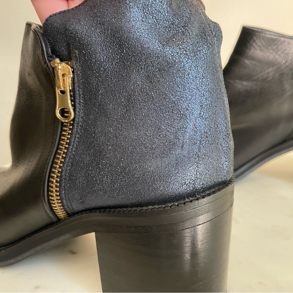 Black and Navy Vegan Leather Boots - Picture 8 of 10